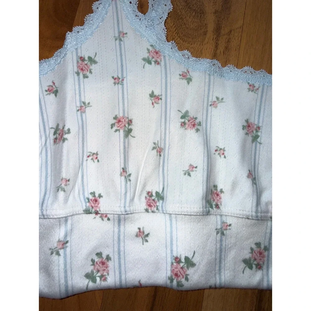 PJ Salvage lounge bra Womens‎ S White NEW Floral Pointelle Lace Trim Sleepwear